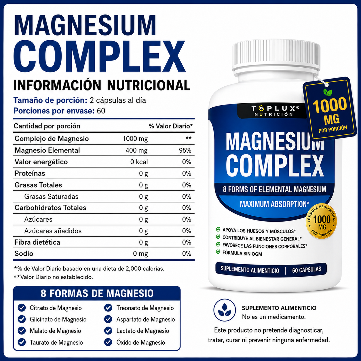 Magnesio Complex - Vitaminas para el Bienestar Diario.